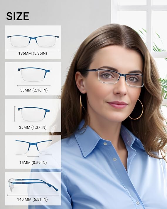 TERAISE Lunettes de Lecture Anti-Lumière Bleue - Pack de 4 Paires Légères TR90 Homme/Femme